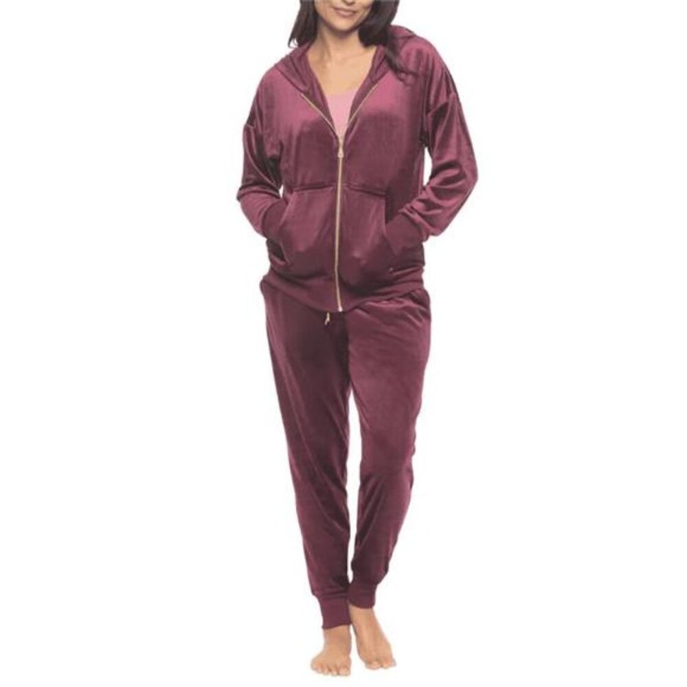 Felina Women's Velour Track Suit Purple XS